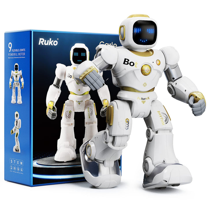 Ruko Smart Robot for Kids, Large Programmable Interactive STEM RC Robot,  Voice Control and App Control, Gifts for Boys and Girls 4 5 6 7 8 9, Gold