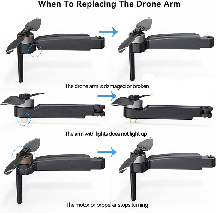 Ruko F11MINI Drone Original Replacement Arm, Including Propellers, Durable Material Easy Install, Provide Safe Flight (Left Rear) - RuKo