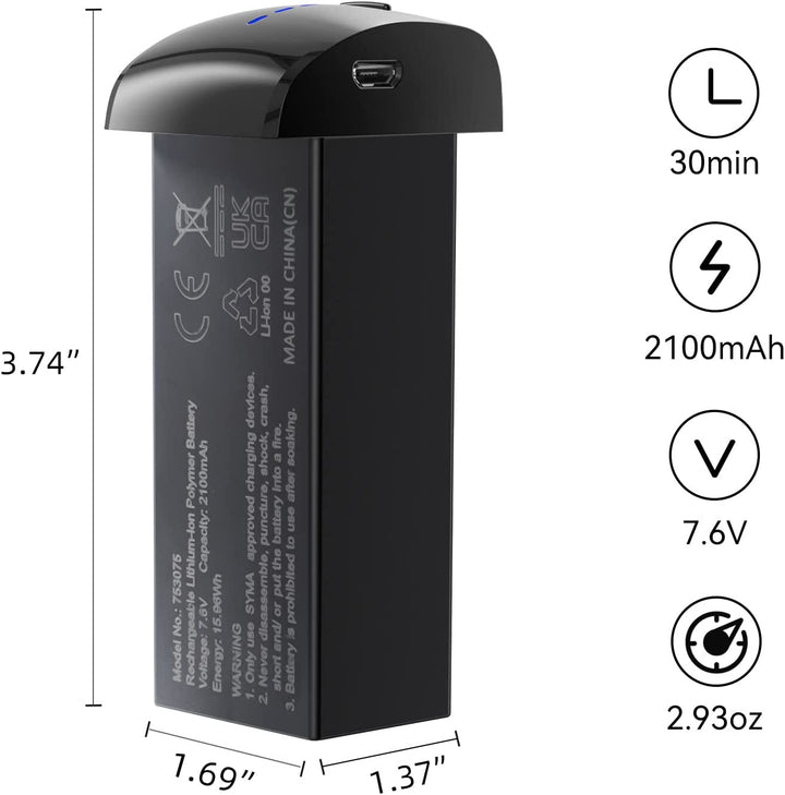 Ruko F11MINI Replacement Intelligent Flight Battery- 7.6V 2100mAh Lithium Ion Battery with a Charging Cable - RuKo