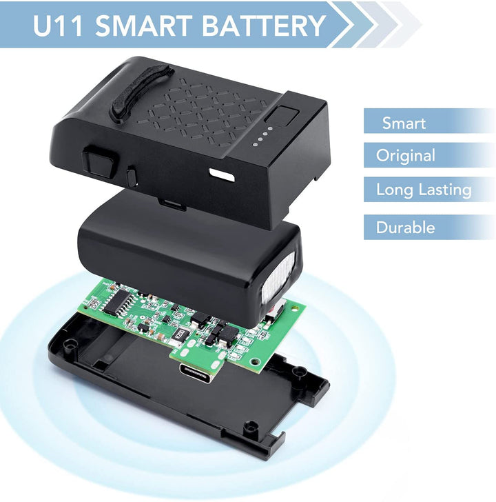 Ruko U11 Drone Intelligent Flight Battery Replacement for U11/U11S RC Quadcopter Drone, 7.4V 1200mAh/8.88Wh Li-po Rechargeable Battery and USB Cable, Black - RuKo