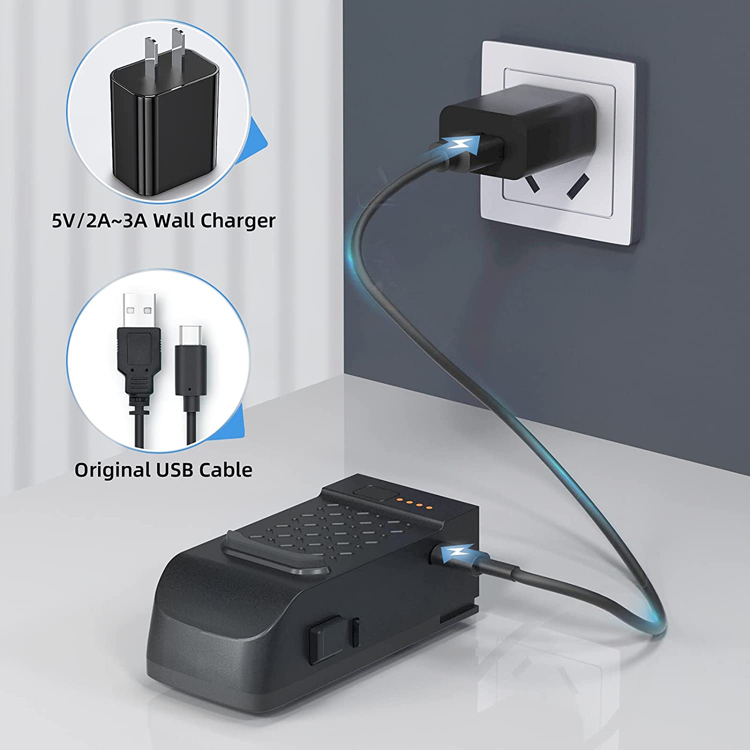 Ruko U11 Pro Rechargeable Battery - 7.6V 1900mAh Li-Po Battery and USB Cable for U11 Pro 4K GPS Drone - 1 Pack - RuKo