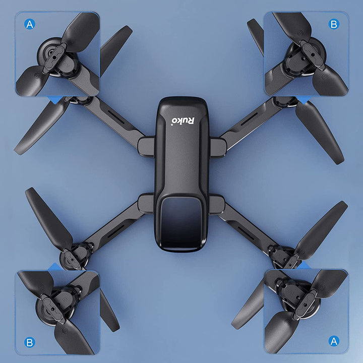Ruko U11/U11S Drone Propellers, Blades for U11/U11S, Drone Accessories, Spare Part Replacement Foldable Propellers Props 4PCS(Black) - RuKo